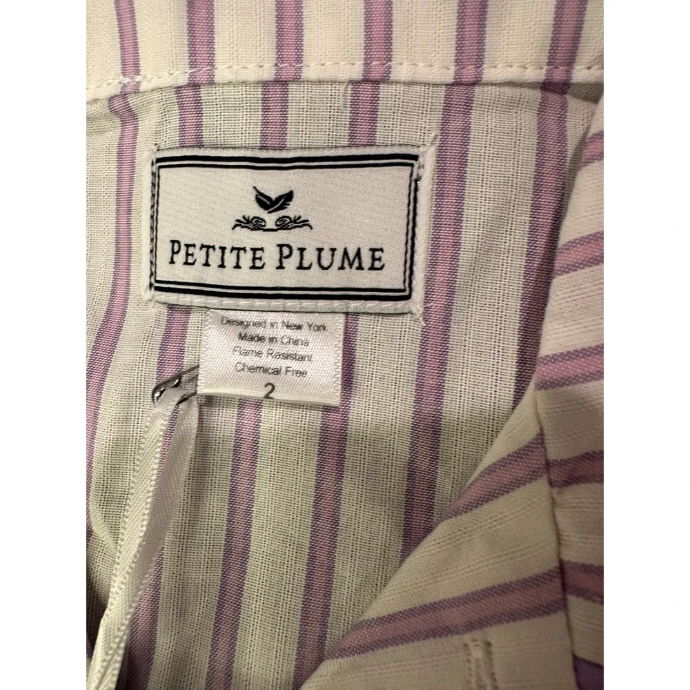 Petite Plume Girls 2 Lavender French Ticking Pajama Set Purple Stripe SPJLFT102